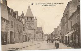 Delcampe - CHAUVIGNY - Rue Du Marché Et Eglise Notre Dame - Chauvigny