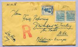 Air Mail Registered Letter Brasilien To Austria 1955 (580) - Briefe U. Dokumente