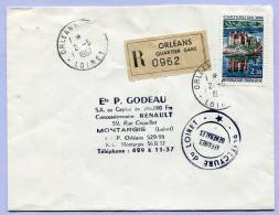 Registered Letter Recommandee France Orleans Quartier Gare To Montargis 1976 (587) - Lettres & Documents