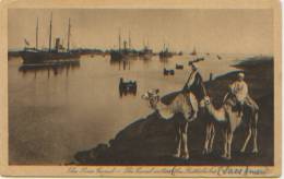 Egypte, The Suez Canal, The Canal Enters The Bitterlakes, Lacs Amers, Bitter-Seen, Chameaux, A Circulé En 1933 - Sues