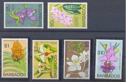 Great Britain Former Colony Barbados Flora Orchids Mi#375-380 1974 MNH ** - Barbados (...-1966)