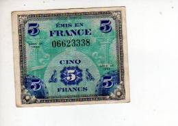 Cinq Francs émis En France Série De 1944 (scans Recto Et Verso) - 1944 Bandiera/Francia