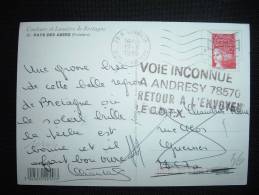 CP TP MARIANNE DE LUQUET TVP ROUGE OBL.MECA. 12-8-1998 LANNILIS (29 FINISTERE) + GRIFFE RETOUR ANDRESY (78) - 1997-2004 Marianne (14. Juli)