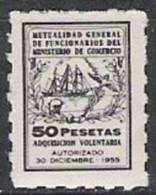 3207-NUEVO ** SELLO FISCAL 50 PESETAS.MUTUALIDAD DE FUNCIONARIOS DEL MINISTERIO DE COMERCIO BARCOS, SHIPS MARINE .SPAIN - Revenue Stamps