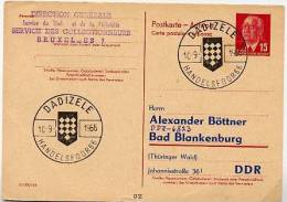 Handelsfoor Dadizele Belgien 1966 Auf DDR P65A Antwort-Postkarte Zudruck BÖTTNER 6/7 - Documentos Conmemorativos