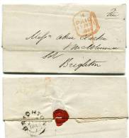 Letter From Brighton  1843 With Content Charged  1/- + WAX  SEAL - ...-1840 Voorlopers