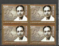 INDIA, 2006, N M R Subbaraman (Madurai Gandhi), Freedom Fighter And Social Worker, Block Of 4,   MNH,(**) - Ungebraucht