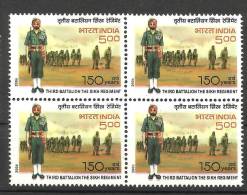 INDIA, 2006, 150 Years Of The Third Batallion ,The Sikh Regiment, Militaria, Block Of 4,  MNH,(**) - Neufs