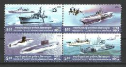 INDIA, 2006,  President Fleet Review, Different Layout, Carrier Right Side,Setenant Block Of 4,  MNH,(**) - Ungebraucht