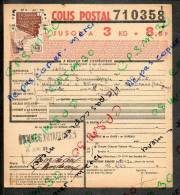 Colis Postaux Bulletin Expédition 8.60fr 3kg Timbre 2.70fr Barré 3.0fr N° 710358 (cachet Gare SNCF CANNES VOYAGEURS) - Lettres & Documents