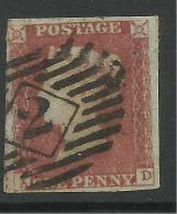 GB 1841 QV 1d PENNY RED IMPERF BLUED PLATE 87 VFU ( A & D ) SG 8 PMK 2 SPEC BS29.( G634 ) - Gebraucht