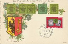 Philatelie  1ers Timbres De Suisse Canton Geneve Menke Huber ZurichTimbrée 1968 - Timbres (représentations)