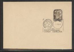 POLAND 1953 SCARCE INTERNATIONAL CHILDRENS DAY COMM CANCEL ON COVER YOUTH CHILD CHILDREN 53 011 B - Lettres & Documents