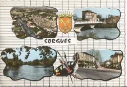 CARTE POSTALE ORIGINALE PHOTO DENTELEE MULTIVUES ET SON BLASON : SORGUES   VAUCLUSE (84) - Sorgues