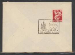 POLAND 1953 SCARCE POZNAN DAYS COMM CANCEL ON COVER Town Hall 53 023 B - Cartas & Documentos