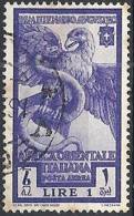 1938 AFRICA ORIENTALE ITALIANA USATO AUGUSTO POSTA AEREA 1 LIRA - RR11155 - Africa Orientale Italiana