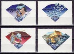BOTSWANA Mineraux (DIAMOND SHAPE AND SILVER FOIL) Serie Complete 4 Valeurs. Neuf Sans Charniere. MNH - Minerali