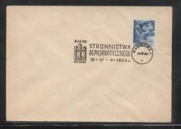POLAND 1954 SCARCE DEMOCRATIC PARTY CONGRESS COMM CANCEL ON COVER COMMUNISM SOCIALISM Political 54 009 B - Covers & Documents