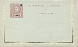 Portuguese Guinea Postal Stationery Reply-paid Lettercard 50 + 50 Reis Type King Carlos Unused - Portuguese Guinea