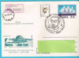Poland 1989.Szczecin.R Letter, Antarctic Polar Research Explorer, Ship Bateau - Non Classés