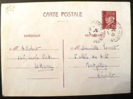 FRANCE SUR CARTE POSTALE / TP 515 TYPE PETAIN / Obliteration Le Havre 01/02/1943 - Postales Tipos Y (antes De 1995)