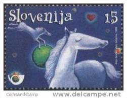 Slovenia Slovenie Slowenien 1999 Mi 251; White Horse, Heart, Planets, Valentine Stamp; MNH - Slovénie