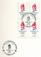 XVIème Jeux Olympiques D´hiver 92, Albertville, Document Poste Premier Jour, N° 2632 (1990), 4 Volets - Souvenir Blokken