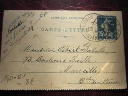 Entier Postal Entier Postaux Carte-Lettre 140-E1— De Paris Bd Rochechouart Pour Marseille Le 22 Avril 1921—>Cote 8euros - Cartoline-lettere