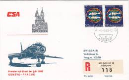 GENEVE  /  PRAGUE   - Cover _ Lettera - SWISSAIR - First Flight Covers