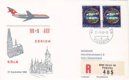 ZURICH  /  KOLN   - Cover _ Lettera - SWISSAIR - First Flight Covers