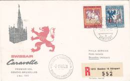 GENEVE  /  BRUXELLES   - Cover _ Lettera - SWISSAIR - First Flight Covers