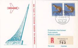 GENEVE  /  MOSCOU  - Cover _ Lettera - SWISSAIR - First Flight Covers