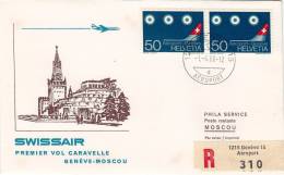 GENEVE  /  MOSCOU  - Cover _ Lettera - SWISSAIR - Premiers Vols