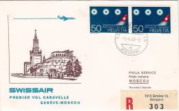 GENEVE  /  MOSCOU  - Cover _ Lettera - SWISSAIR - First Flight Covers