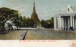 Rangoon Burma 1900 Municipal Office & Pagoda Postcard - Myanmar (Burma)