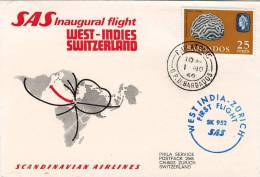 BARBADOS  - WEST-INDIES   /  ZURICH  -  Cover _ Lettera   _  SCANDINAVIAN AIRLINES - Poste Aérienne