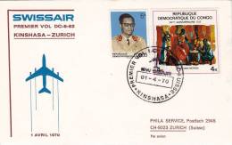 KINSHASA / ZURICH - Cover _ Lettera - SWISSAIR - Other & Unclassified
