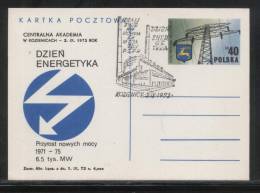 POLAND 1972 ENERGY WORKERS DAY COMM CANCEL ON COMM PC OPT KOZIENICE POWER STATION CENTRAL ACADEMY - Elektrizität