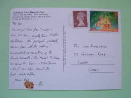 Great Britain 1987 Postcard "Paris Cathedral Notre Dame" To England UK - Christmas Machin Queen - Covers & Documents