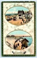 POSTCARD BLACKPOOL THE PROMENADE EMBOSSED 2 VIEWS TUCKS 1009 Double Oval Saxony Production - Blackpool