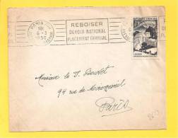 Lettre N° 829 Obl PARIS Flamme REBOISER DEVOIR NATIONAL ..... - Bomen