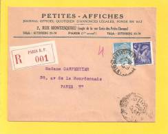 Lettre N° 538 656 Sur Recommandé De PARIS - 1921-1960: Modern Tijdperk