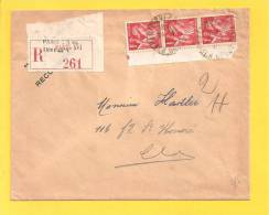 Lettre N° 433 Sur Recommandé De PARIS - 1921-1960: Modern Tijdperk