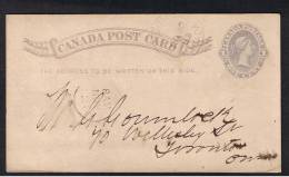 RB 910 -1883 Canada Postal Stationery Card - Seaforth Ontario To Toronto - 1860-1899 Regering Van Victoria