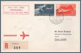 CARAVELLE  LIECHTENSTEIN > LE CAIRE 15/7/1960 PA34/35 - Briefe U. Dokumente