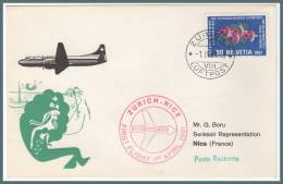ZURICH > NICE1/4/1961 Voir Scan Verso Taxée à Nice - Erst- U. Sonderflugbriefe