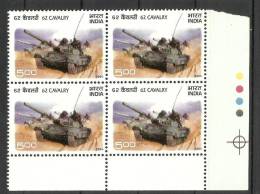 INDIA, 2006, Golden Jubilee Of 62nd Cavalry, Block Of 4, Tank On Deseart, Militaria, With Traffic Lights, MNH, (**) - Unused Stamps