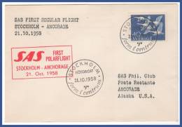 STOCKHOLM > ANCORAGE Alaska SAS POLARFLIGHT 21/10/1958 - Storia Postale