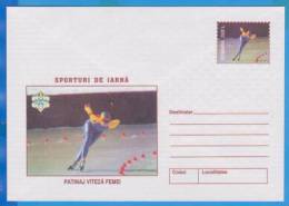 Winter Sports, Speed Skating Romania Postal Stationery Cover 2001 - Eiskunstlauf