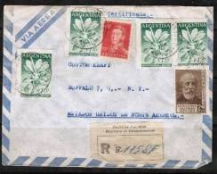 ARGENTINA    Registered Airmail COVER To Buffalo, NY, USA (26/Jul/1957) OS-60 - Brieven En Documenten